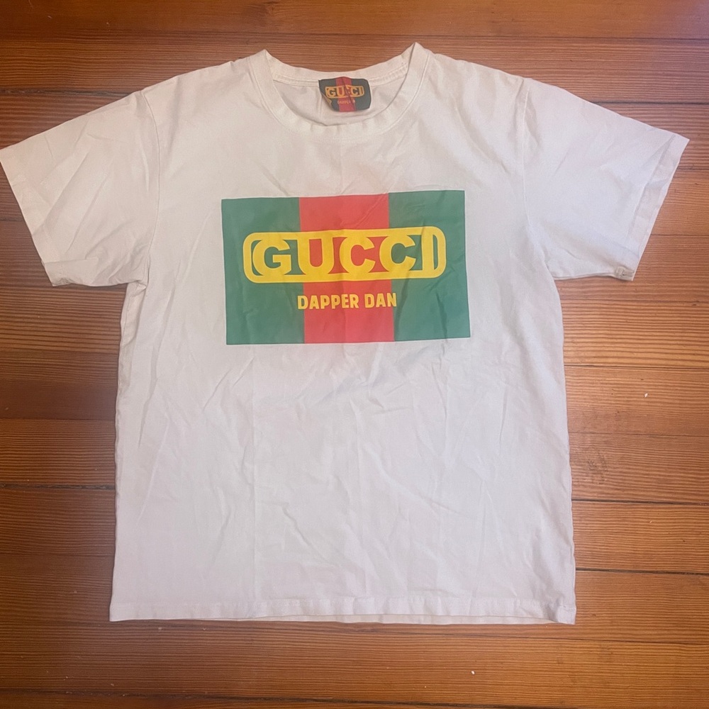 Gucci Dapper Dan White Tee with Green and Red Accents